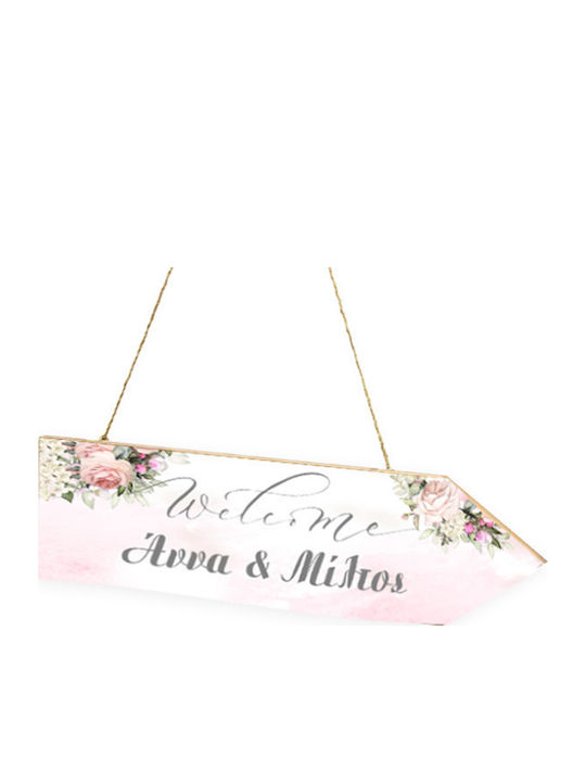 Wedding Sign Arrow Watercolor Floral 40x15cm 5531124a Bal-5531124a-floral