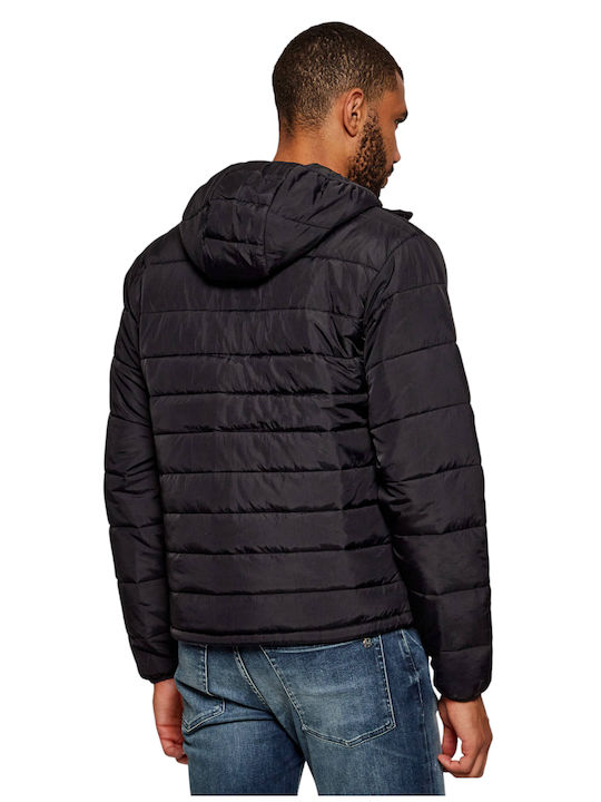 Χειμωνιάτικο Μπουφάν Puffer Αδιάβροχο και Αντιανεμικό Μαύρο