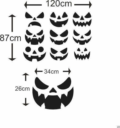 Αυτοκόλλητο Βιτρίνας - Halloween 32 (σετ 9 Φατσούλες) - 50cm X 36cm