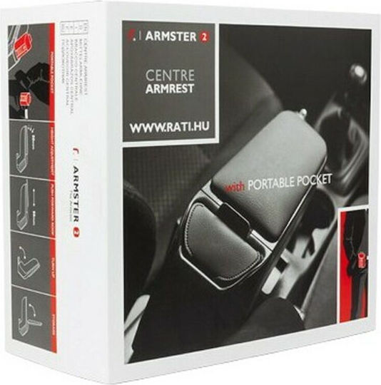 Rati Armster Car PU Armrest for Kia Rio 11-17 Black