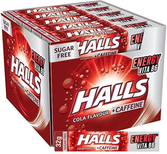 Halls Καραμέλες Energy Vita V6 με Γεύση Cola Χωρίς Προσθήκη Ζάχαρης 20τμχ 32gr