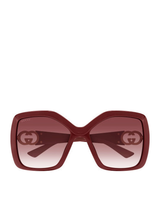 Gucci Γυαλιά Ηλίου Μπορντό με Κοκκάλινο Σκελετό