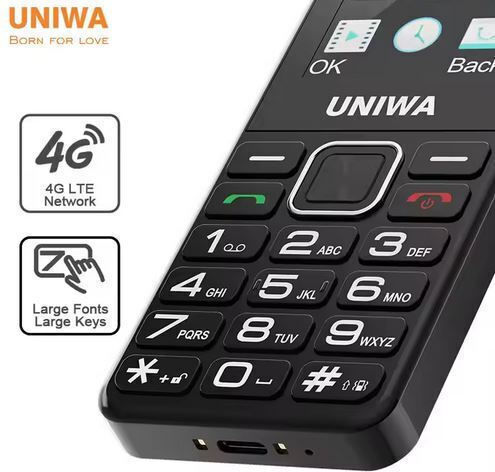 Uniwa V2000 Dual SIM Mobile with Large Buttons Black