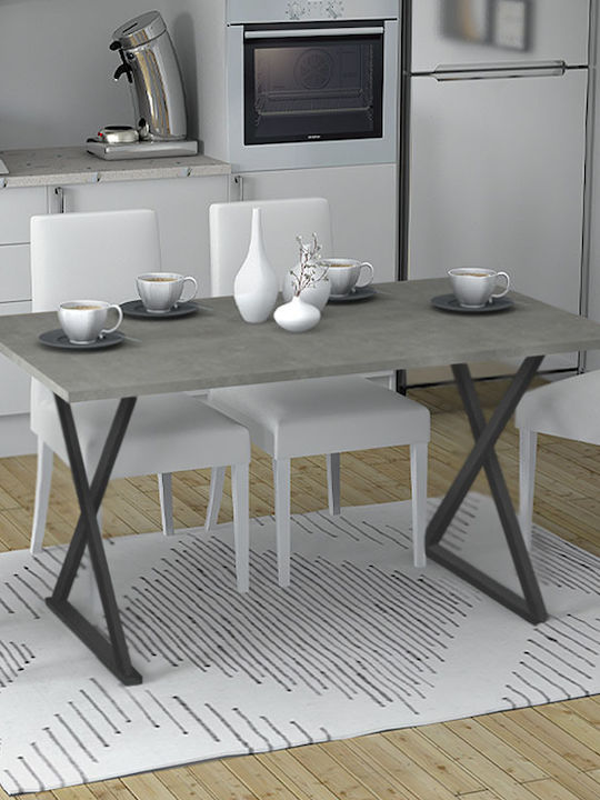 Bette Table Kitchen Wooden with Metal Frame Black / Charcoal 140x80x76cm