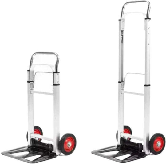 Foldable Aluminum Cargo Trolley Lean 90 Kg 111x40x40cm Silver Black Red Accents