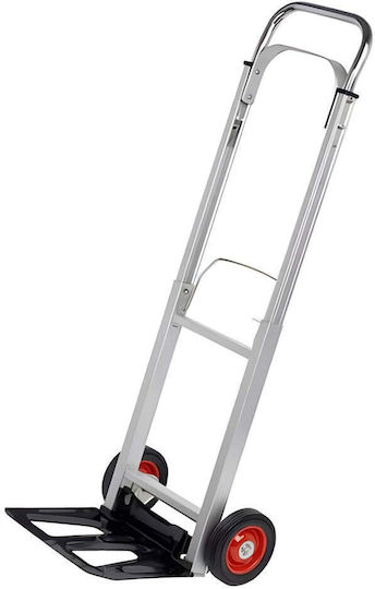 Foldable Aluminum Cargo Trolley Lean 90 Kg 111x40x40cm Silver Black Red Accents
