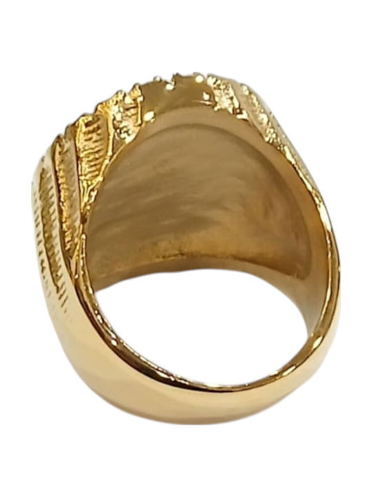 Kalliopi Silver Ανδρικό Δαχτυλίδι με Ζιργκόν από Ατσάλι Επιχρυσωμένο