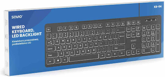 Savio KB-04 Gaming Πληκτρολόγιο με Φωτιζόμενα πλήκτρα (Αγγλικό US)