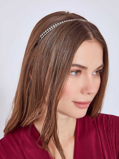 Celestino Γυναικεία Στέκα Δίσειρη Strass Ασημί