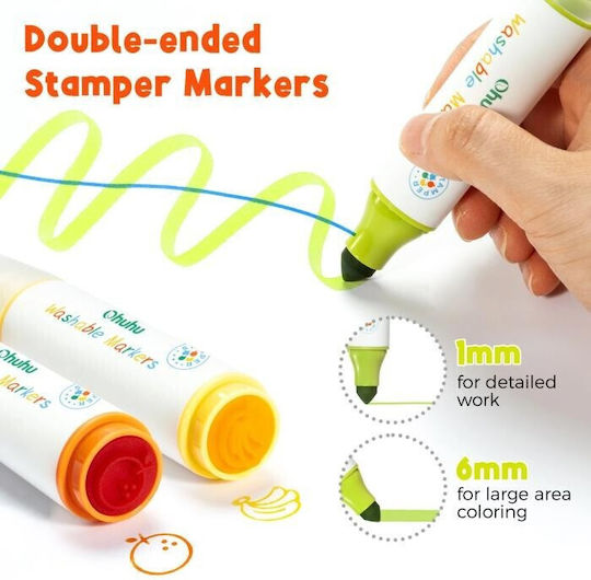 Ohuhu Washable Drawing Markers Double Tip Set 12pcs