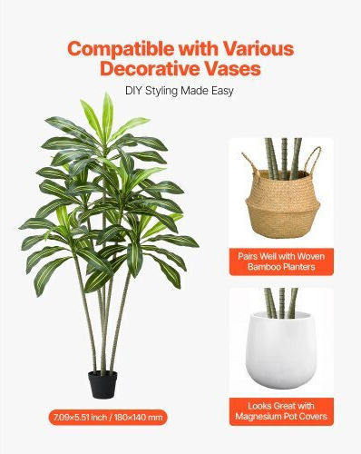 Изкуствено дърво за външно пространство Dracaena 182.9см (Различни дизайни) Vevor