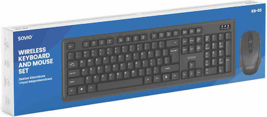 Savio KB-03 Безжично Комплект клавиатура и мишка Английски US Сив