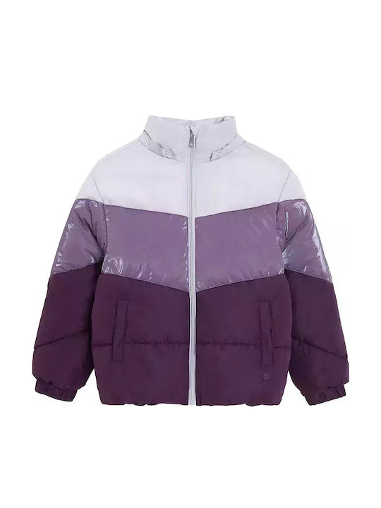 Kids Casual Short Hooded Purple Coat