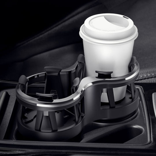 Carman Car Cup Holder 2 Slots for Console 66-100mm in Black Colour