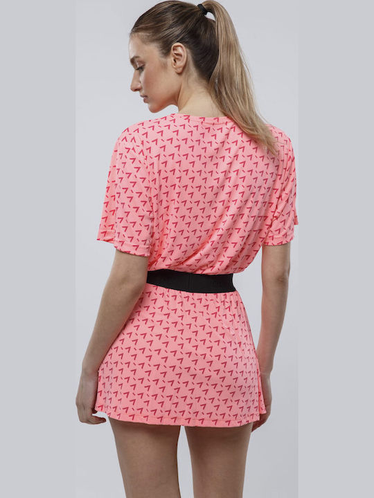 Signature Logo Pattern Tennis Skirt Coral