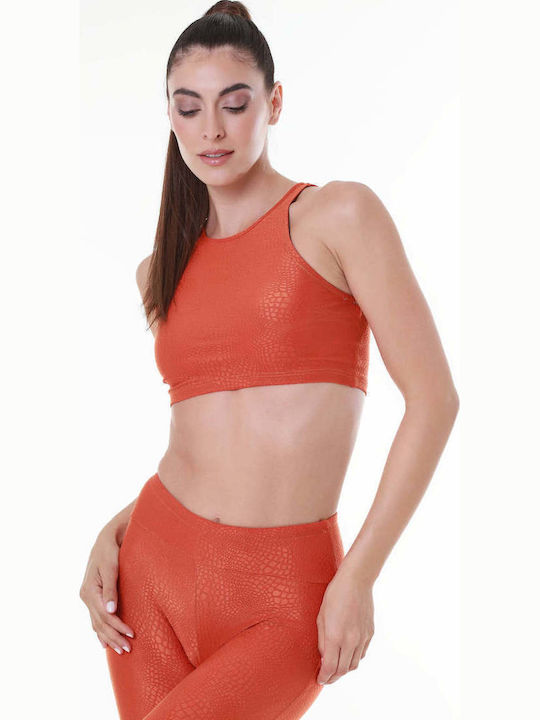 Damen Crop Top Tierdruck Orange