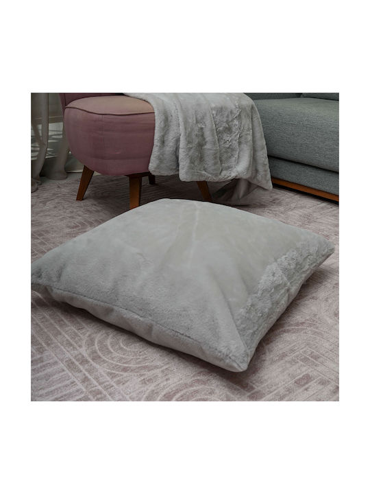 Furry Silver Sofa Cushion 70x70cm