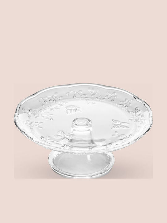 Aithrio Διακοσμητική Πιατέλα Γυάλινη Διάφανη 28x28x13εκ.