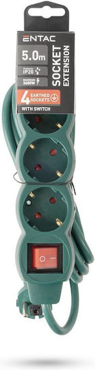 Entac Power Strip with Surge Protection 4 Positions with Switch and Cable 5m Green