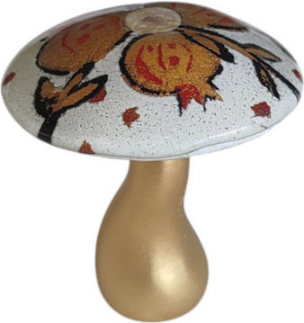 Glas Pilz Mit Metallischer Basis Weiß-Gold 10,5cm ''Kallisti''