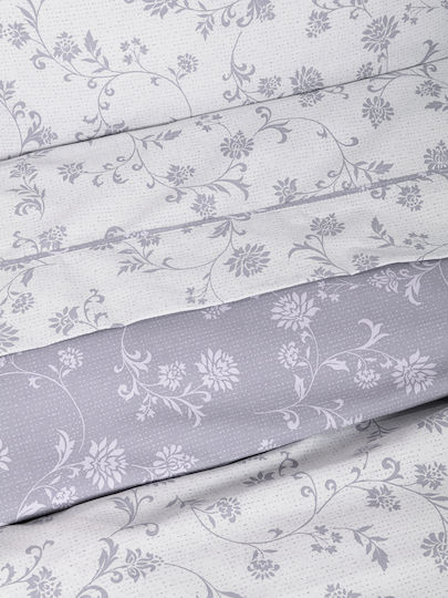 Nima Duvet Cover Set Cotton Satin Queen with 2 Pillowcases 220x240 Sirena Grey, Lilac