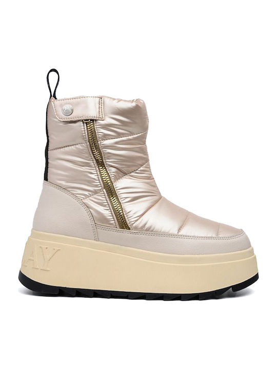 Medium Heel Snow Boots with Zipper Vixxi Pink