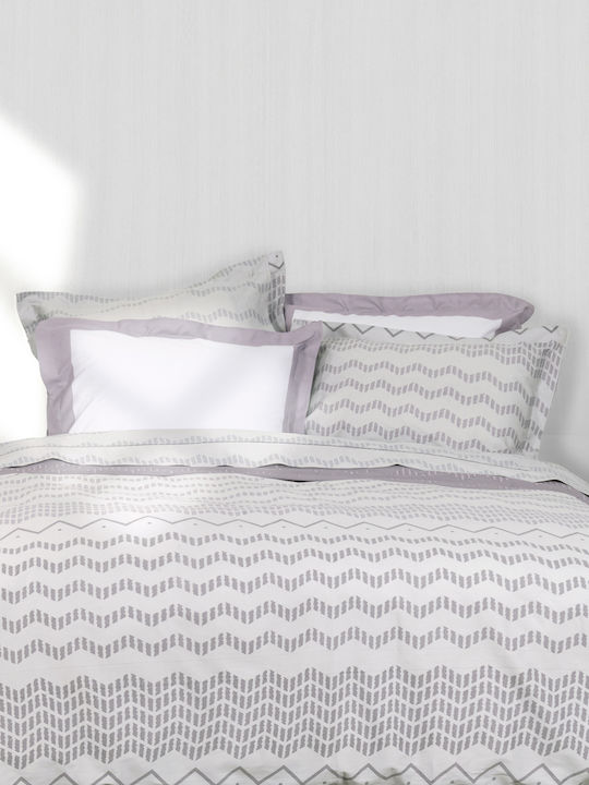 Nima Bettbezug-Set Baumwollsatin Übergröße mit 2 Kissenbezügen 220x240 Jeymour Grey