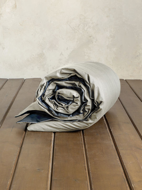 Nima Плик за Завивка Памучен Кинг Сайз 220x240 Colors Oat Beige / Midnight Gray