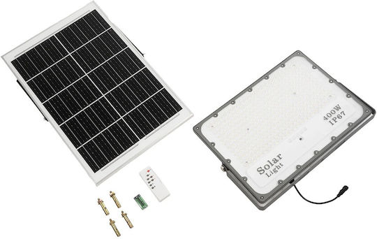GloboStar Στεγανός Ηλιακός Προβολέας LED 400W Ψυχρό Λευκό 6000K με Τηλεχειριστήριο IP67