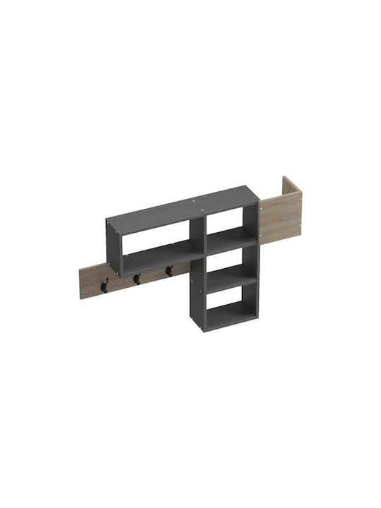 Pakketo Wall Hanger Wenia Wooden 6 Hooks Gray 99.5x11x15cm