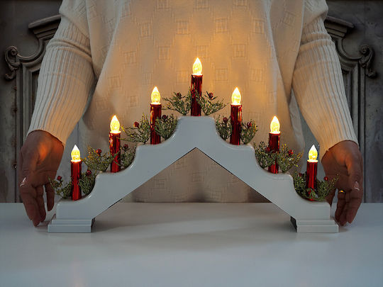Suport Pentru Lumânări De Crăciun Holly 7 Lumânări Led 50*30cm