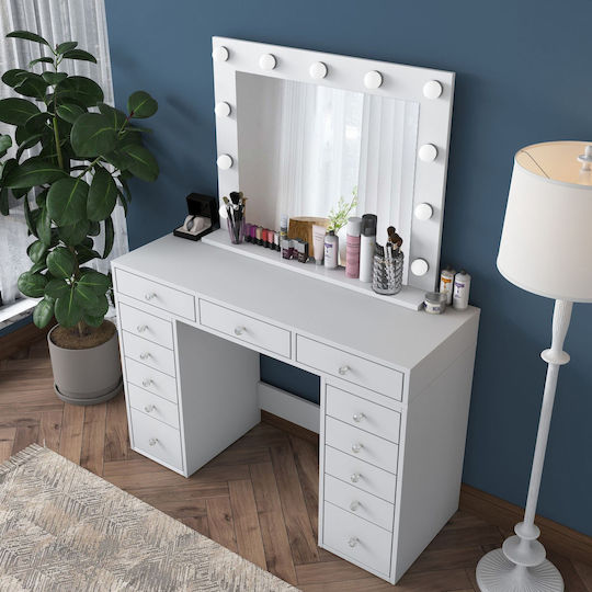 Bodenstehende Schminktisch Schlafzimmer Holz Weiß 120x81.6x44.5cm