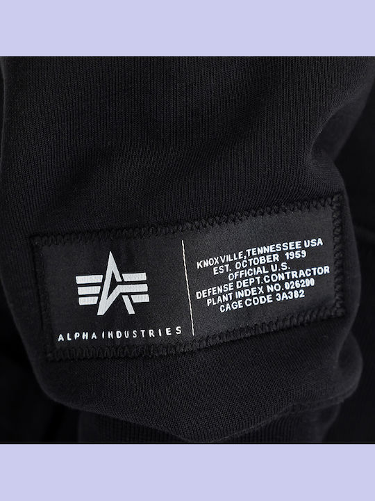 Label Φούτερ με Κουκούλα Μαύρο