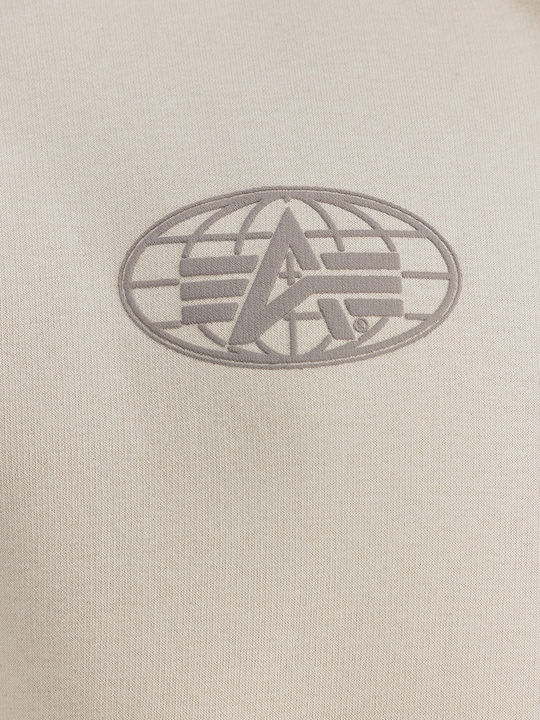 Logo Φούτερ με Κουκούλα Μπεζ