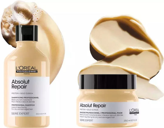 L'Oréal Professionnel Absolut Repair Hair Care Set for Reconstruction & Nourishment for Damaged Hair with Shampoo and Mask 2pcs