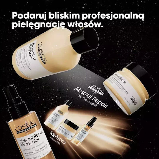 L'Oréal Professionnel Absolut Repair Hair Care Set Reconstruction & Nourishment for Damaged Hair with Shampoo Mask and Oil 3 Pieces