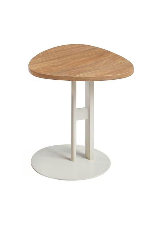 Round Side Coffee Table Alper Wooden Sonoma-Metal White W50xL50xH50cm
