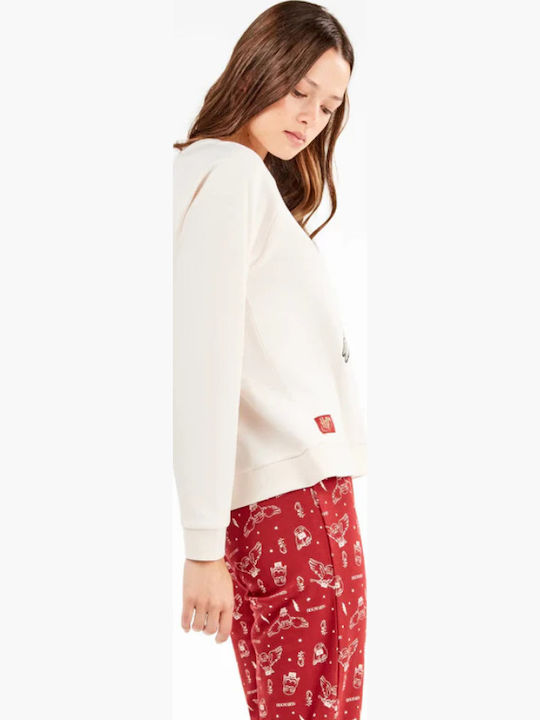 Gisela Winter Damen Pyjama-Set Ecru/burgundy