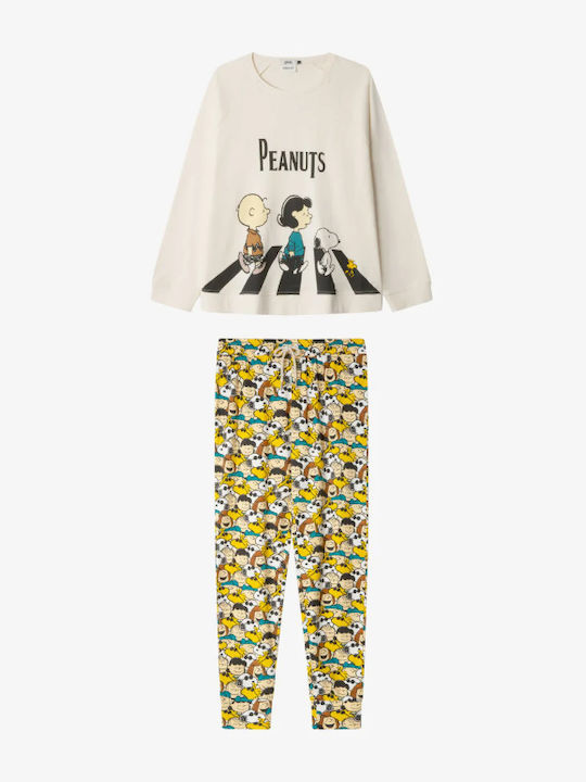 Gisela Winter Damen Pyjama-Set Ecru