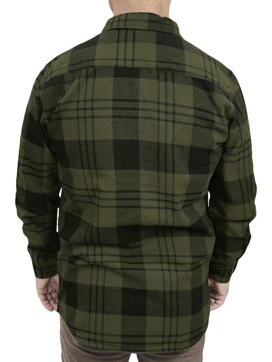 Long-sleeved Flannel Shirt Checked Black, Khaki