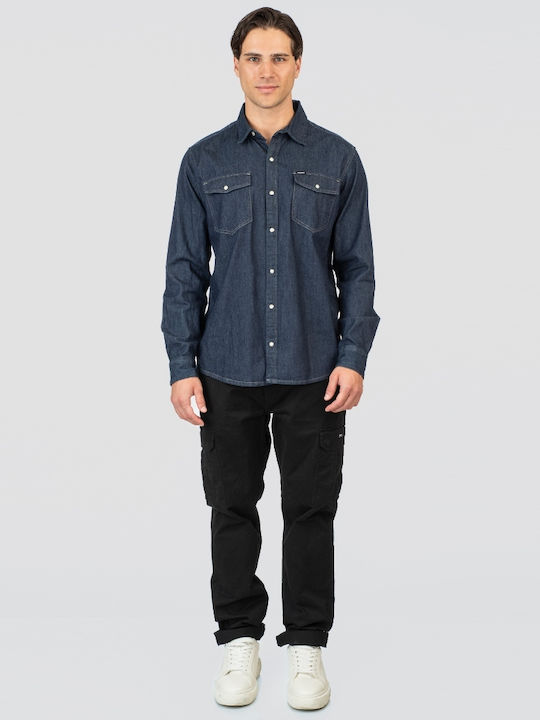Μακρυμάνικo Τζιν Πουκάμισο Dark Blue Denim