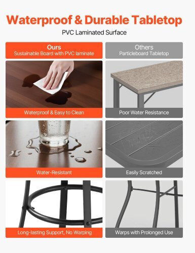 Outdoor Bar Free Standing Metal Table Black 60x60x101cm