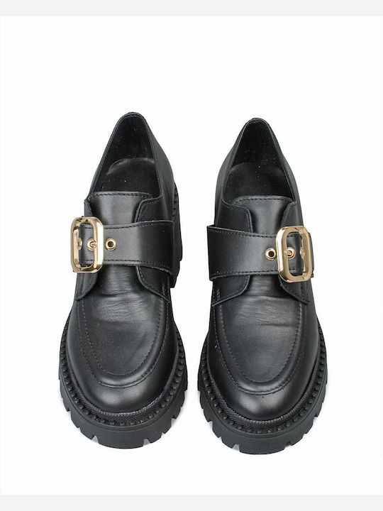 Δερμάτινα Γυναικεία Loafers σε Μαύρο Χρώμα