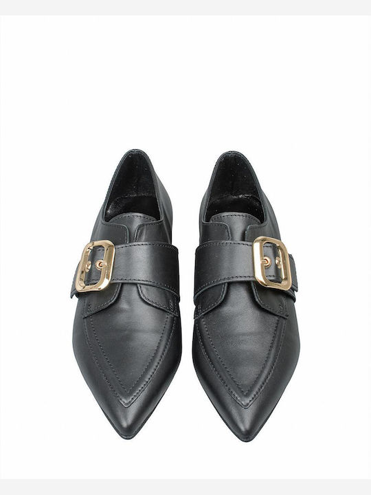 Leather Women's Loafers in Black Color