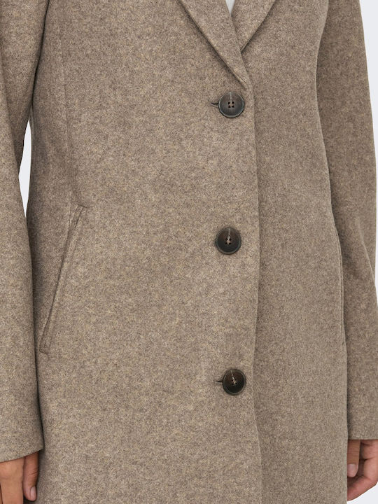 Women's Beige Coat with Buttons