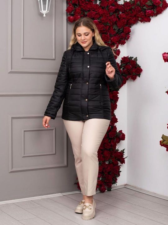 Women's Lifestyle Jacket for Winter with Hood Black