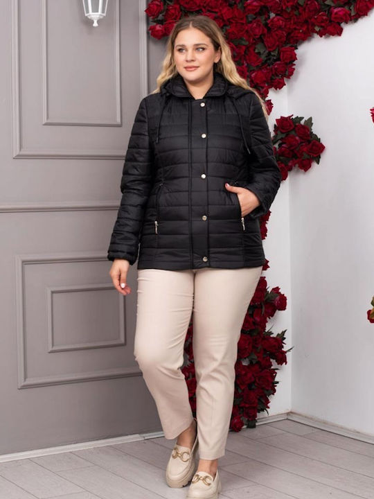 Women's Lifestyle Jacket for Winter with Hood Black