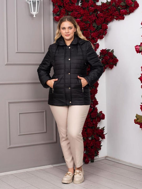 Women's Lifestyle Jacket for Winter with Hood Black