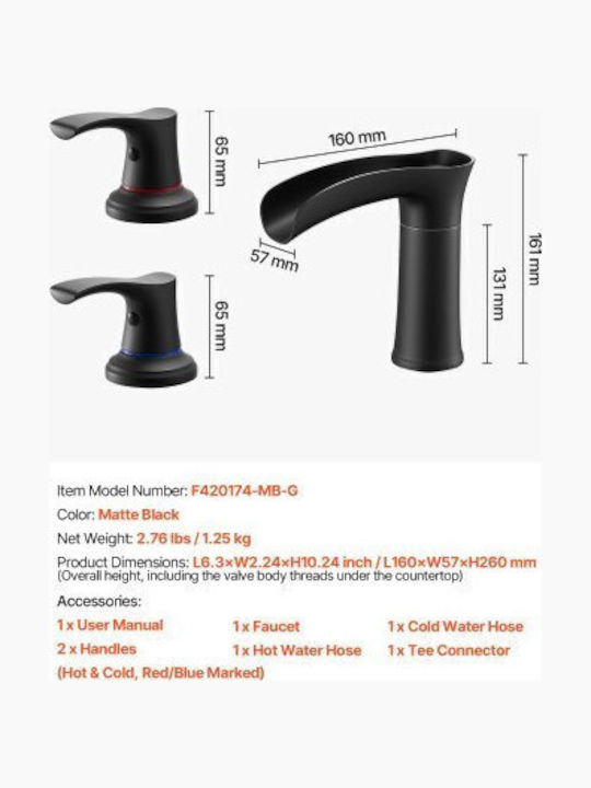 Vevor Shower Column with Mixer Black