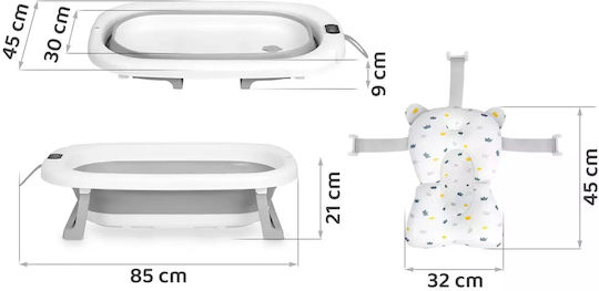 Ricokids Πτυσσόμενη Μπανιέρα Μωρού με Θερμόμετρο Λευκή